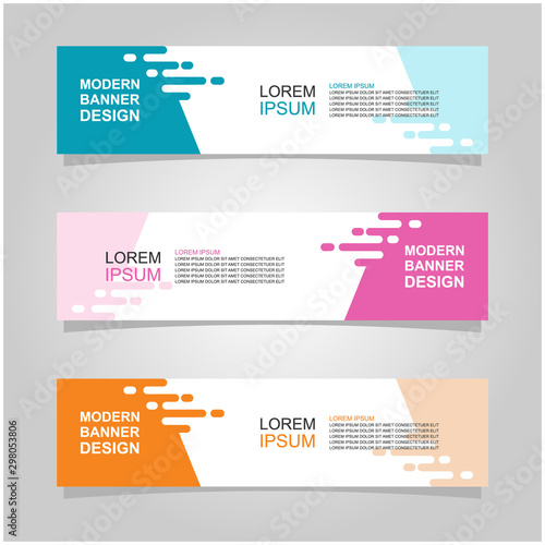 Vector abstract banner design web template set of 3. Abstract geometric background used for letterhead, header, footer, layout, landing page and print media photo