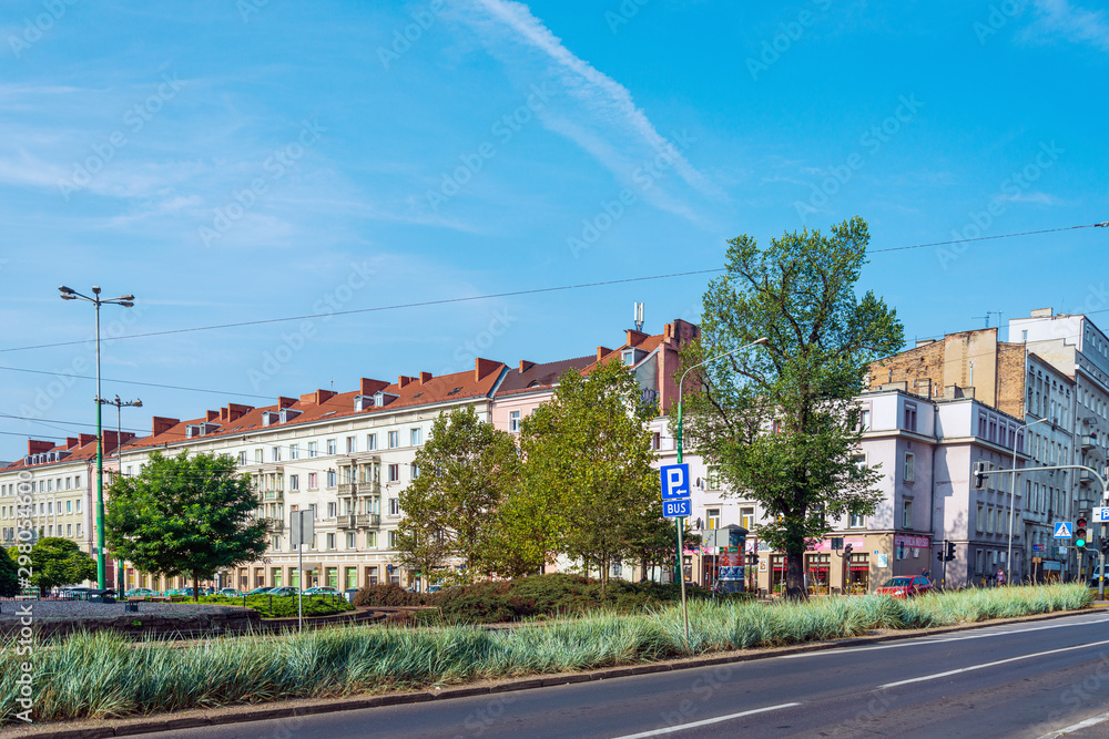 POZNAN, POLAND - September 2, 2019: Street view of Poznan city, Poland POZNAN, POLAND - September 2, 2019: Street view of Poznan city, Poland