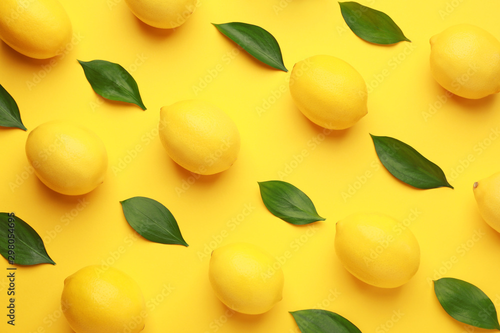 Ripe lemons on color background Ripe lemons on color background
