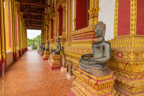 The Architecture and Ancient Buddha image and Sculpture Detail of (Hor Pha keo Museum).Haw Pha Kaew Museum in Vientiane, Laos. photo