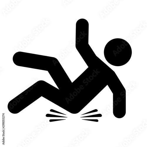 Slip and fall vector icon photo