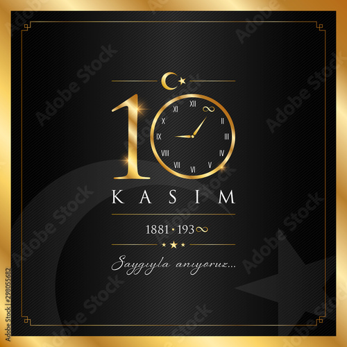 10 kasim vector illustration. (10 November, Mustafa Kemal Ataturk Death Day anniversary.)