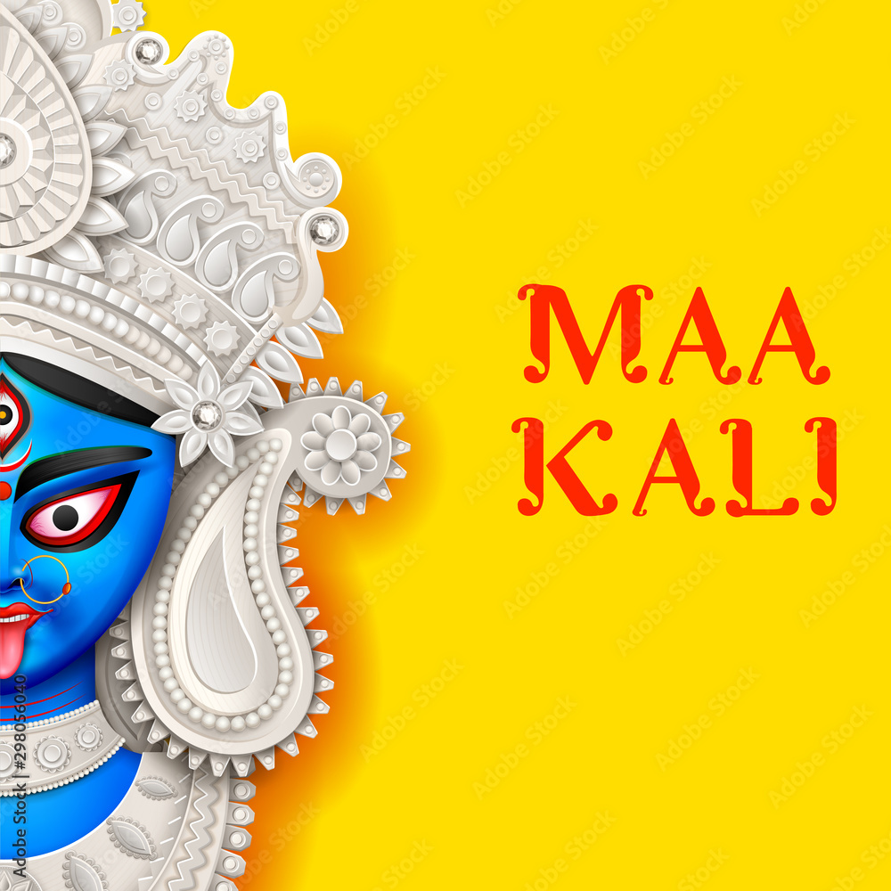 Photo illustration of Goddess Kali Maa on Diwali Kali Pooja background ...