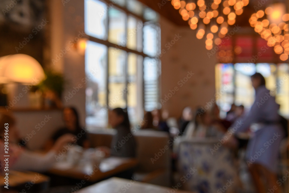 Cafe restaurant blured bokeh background Cafe restaurant blured bokeh background