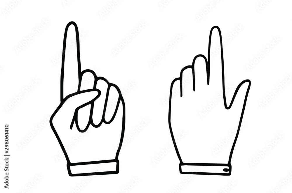 Hand drawn lifting index finger up. hand vector illustration. Isolated design with white background Hand drawn lifting index finger up. hand vector illustration. Isolated design with white background