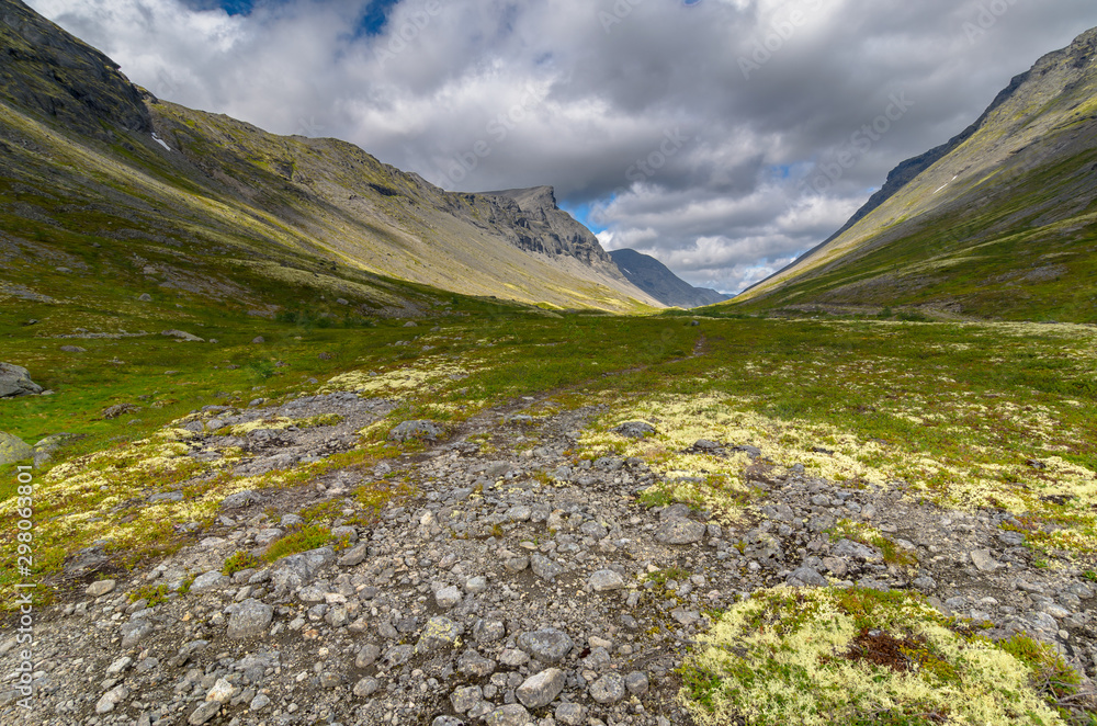 Mountain tundra with mosses and rocks covered with lichens, Hibiny mountains above the Arctic circle, Kola peninsula, Murmansk region, Russia Mountain tundra with mosses and rocks covered with lichens, Hibiny mountains above the Arctic circle, Kola peninsula, Murmansk region, Russia