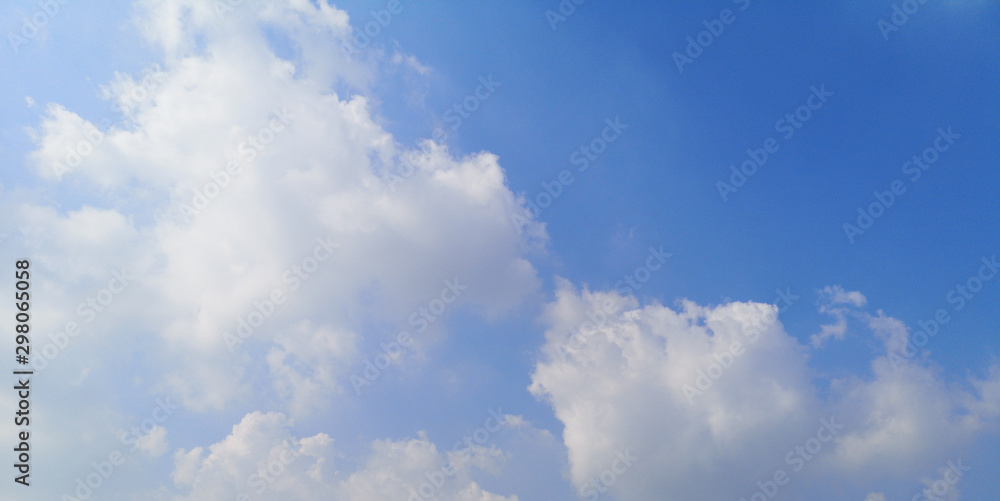white clouds in the blue sky natural background beautiful nature space for write