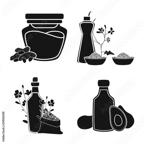 Vector design of oil and agriculture icon. Collection of oil and glass stock vector illustration.
