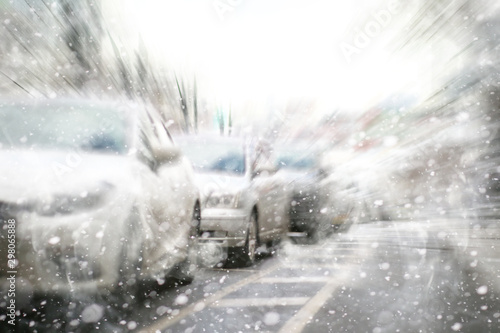 Canvas Print Traffic jam from cars in the city. Streets at rush hour.