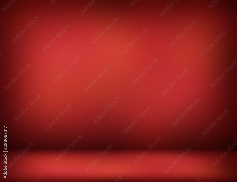 Red room 3d background. Abstract studio. Smoky shade vignette pattern.