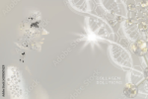 Hyaluronic acid skin solutions ad, white collagen concept with cosmetic advertising background ready to use, illustration vector.