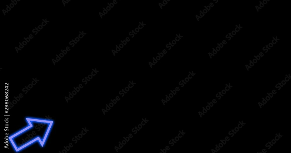 arrow neon light moving on black background arrow neon light moving on black background