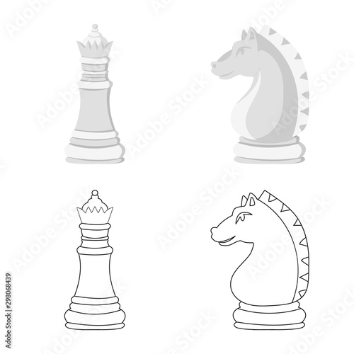 Vector illustration of checkmate and thin sign. Set of checkmate and target stock vector illustration.
