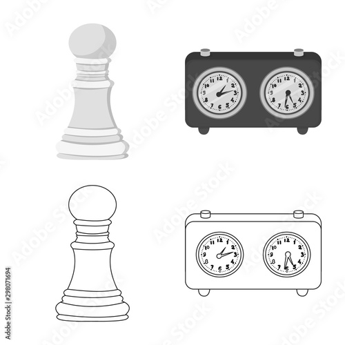 Vector design of checkmate and thin symbol. Collection of checkmate and target stock symbol for web.