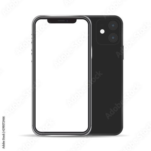 New smartphone mockup black color isolated on background