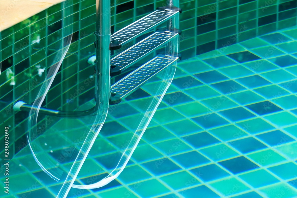 Fototapeta premium Close up stair in swimming pool.