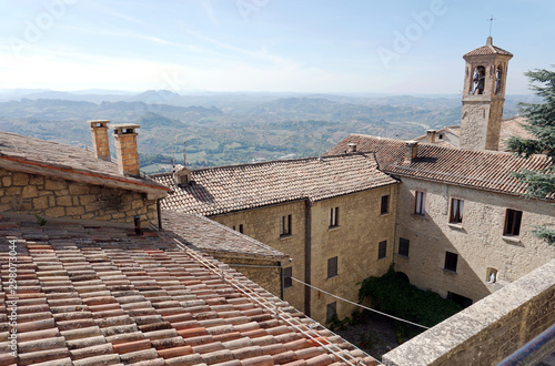Republic of San Marino. View of the tiled roofs of old houses