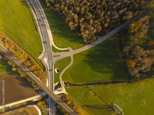 Aerial View to Crossing near Traunstein , Bavaria, Germany photo