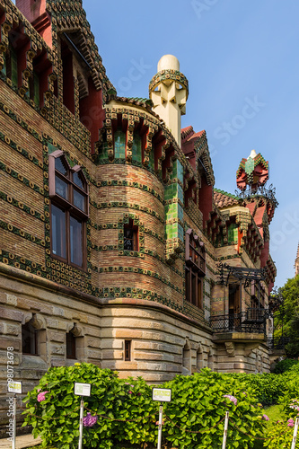 Comillas, Spain. The facade of the mansion 