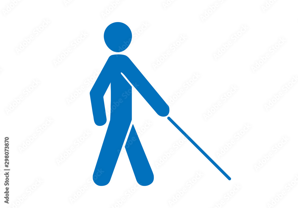 blind man blue icon vector blind man blue icon vector