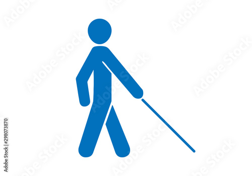 blind man blue icon vector 