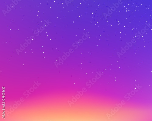 Starry evening violet sunset sky vector gradient background