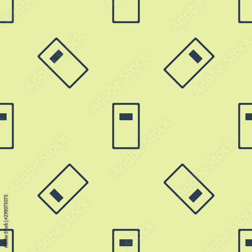 Blue Police assault shield icon isolated seamless pattern on yellow background. Vector Illustration