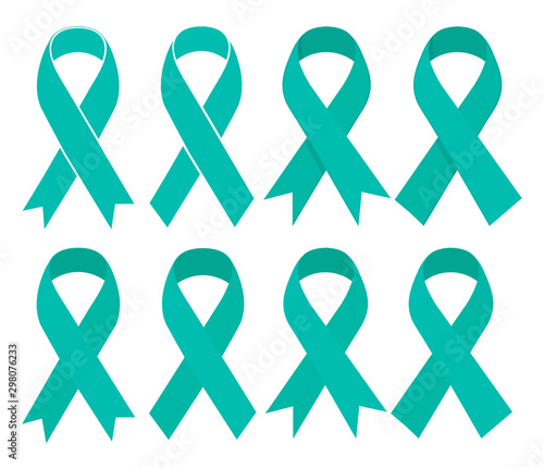 Turquoise awareness ribbon. Vector illustration.