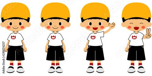 帽子の男の子の立ち姿イラスト