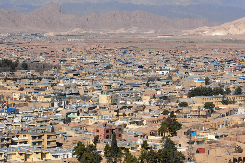Panorama of Kerman town, Iran.