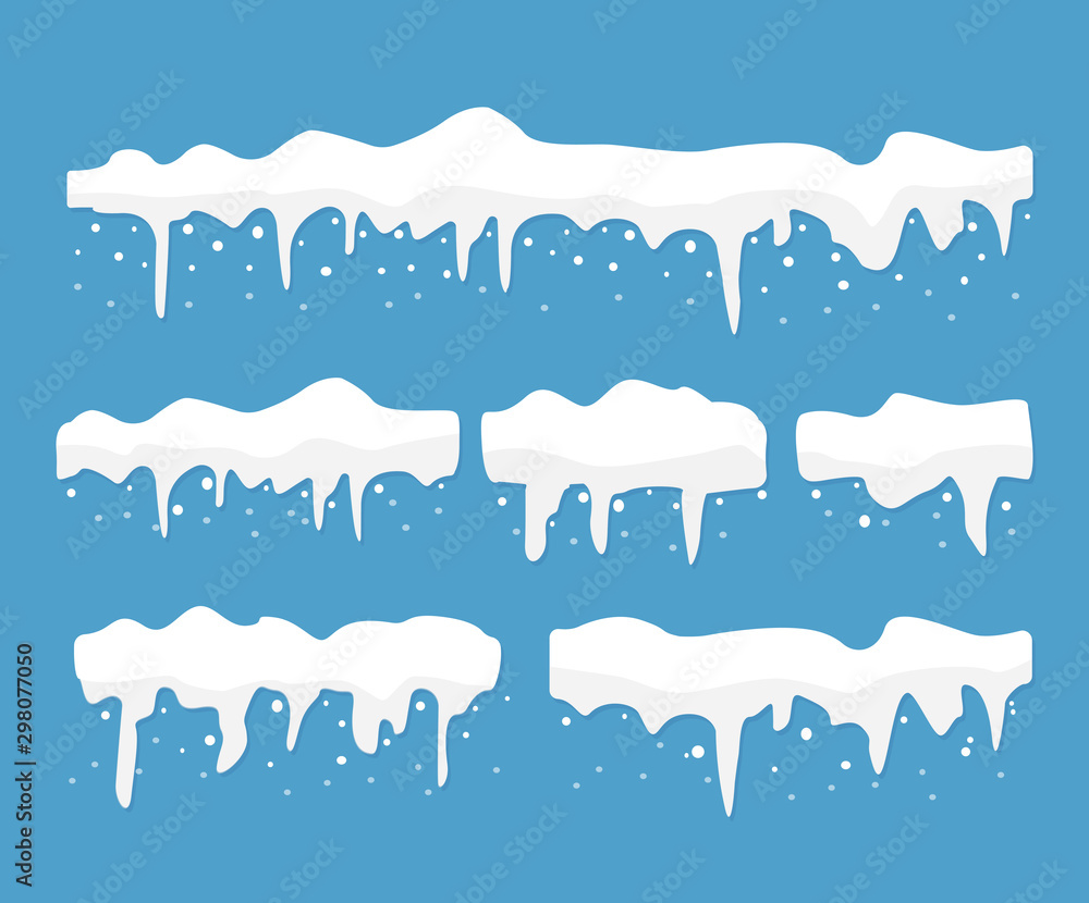 Snow texture design set. vector illustration