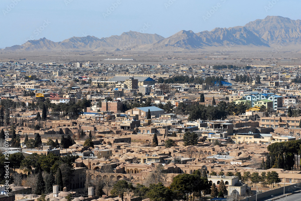 Panorama of Kerman town, Iran.