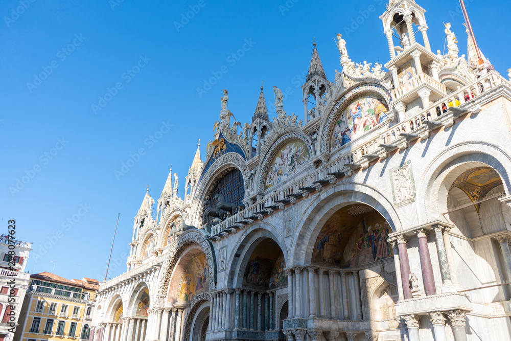 Fragment of the roof. St. Mark's Basilica (Basilica di San Marco). Travel photo. Venice. Italy. Europe. Fragment of the roof. St. Mark's Basilica (Basilica di San Marco). Travel photo. Venice. Italy. Europe.