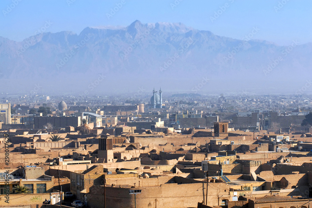 Panorama of Yazd. View from Amir Chakhmaq Complex. Iran.
