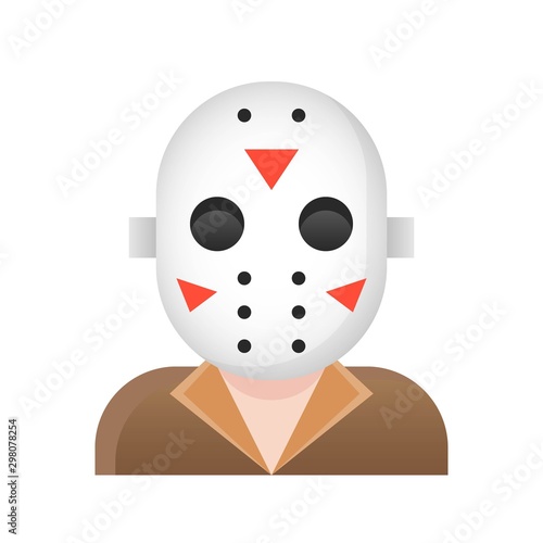 Murderer with horror mask vector illustration, Halloween gradient style icon