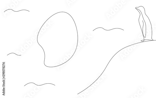 Antarctica landscape with penguin, vector illustration