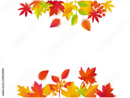 Colorful autumn leaves with copy space. Frame Vector illustration.