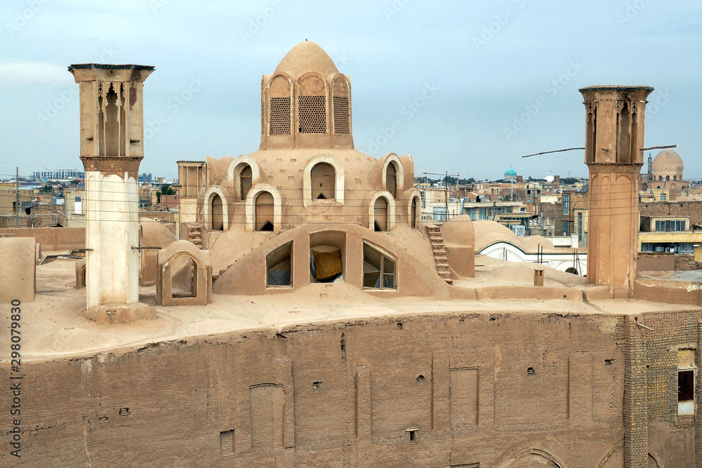 Fototapeta premium View at old town of Kashan, badgirs and Borujerdi Historical House. Iran.