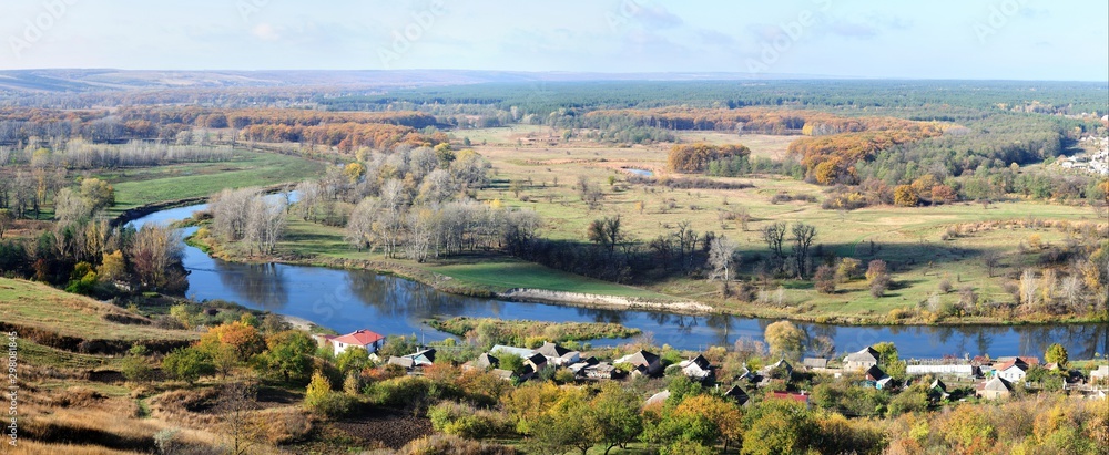 Sunny picturesque landscape private houses Sunny picturesque landscape private houses