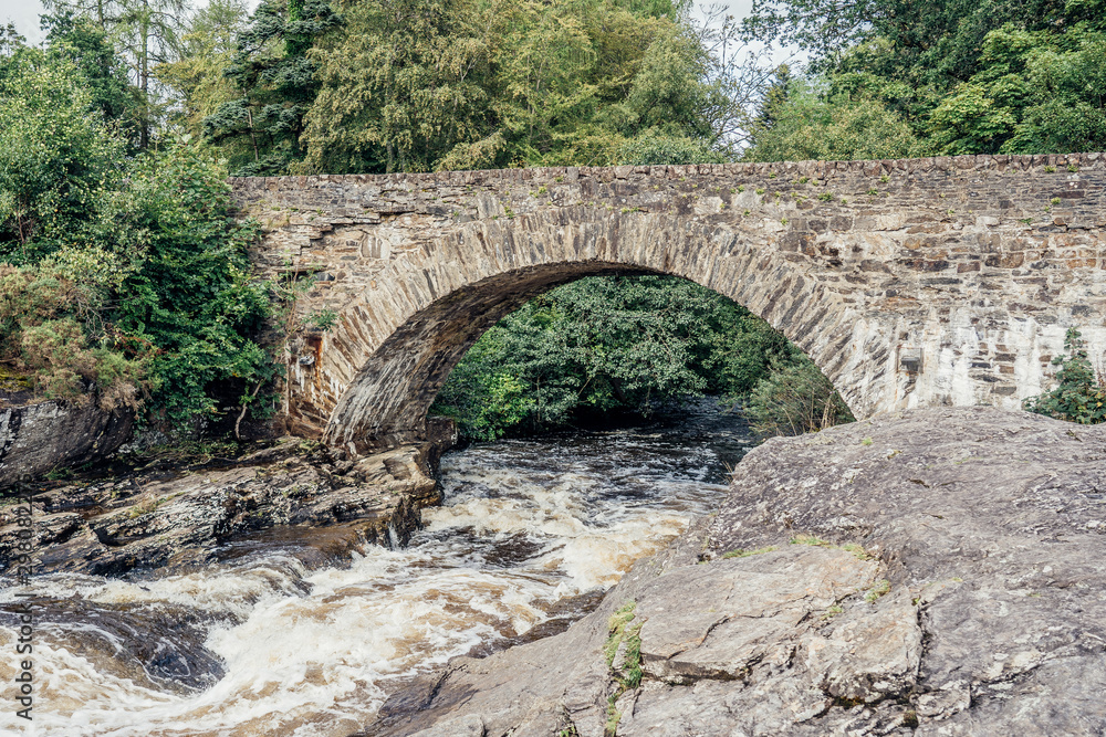A view of a stone bridge in the highlands of Scotland 