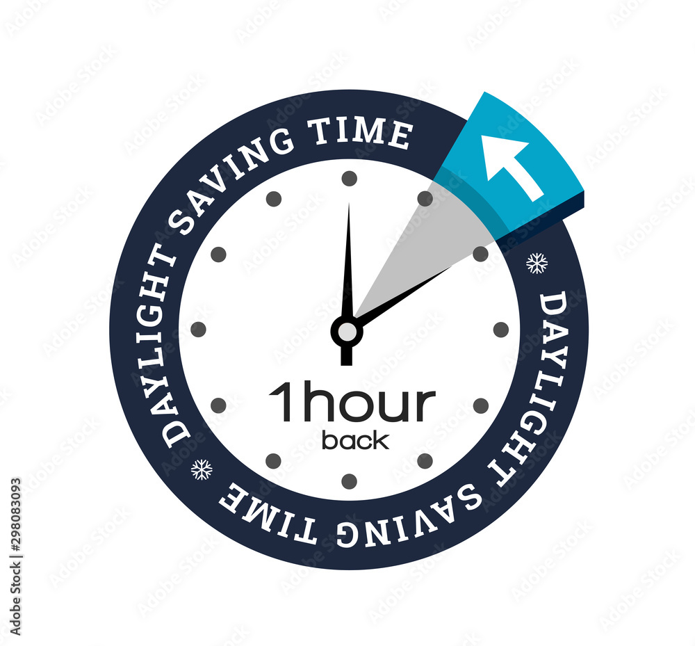 Clock switch to winter time, Vector illustration on white Clock switch to winter time, Vector illustration on white