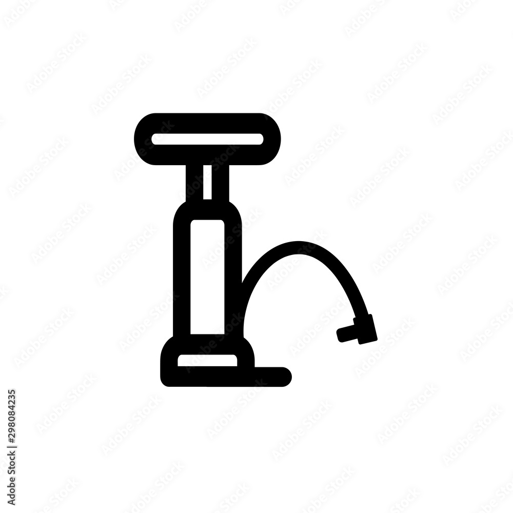 Bike bicycle hand pump symbol sign line icon on background Bike bicycle hand pump symbol sign line icon on background