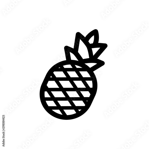 Pineapple with leaves outline icon. linear style sign for mobile concept and web design. Tropical exotic fruit simple line vector icon. Symbol, logo illustration. Pixel perfect vector graphics