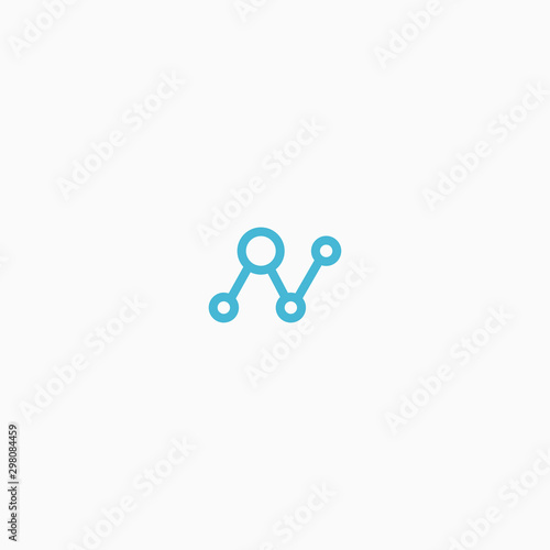 Letter  N Neuron Logo Icon Design Template. Connect, Data, Modern Vector Illustration