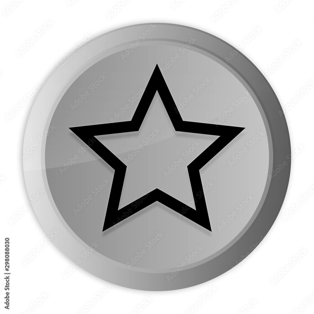Star icon metal silver round button metallic design circle isolated on white background black and white concept illustration Star icon metal silver round button metallic design circle isolated on white background black and white concept illustration