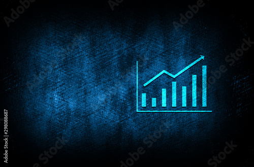 Statistics icon abstract blue background illustration digital texture design concept
