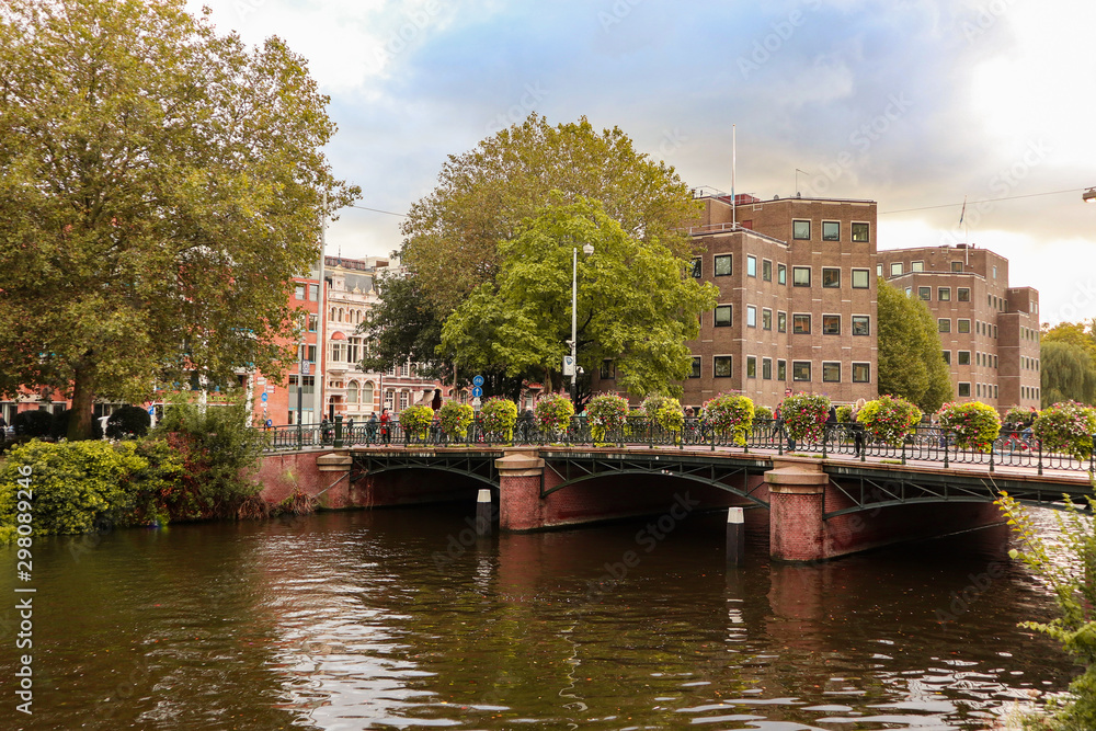 Naklejka premium Amsterdam View Of Canal