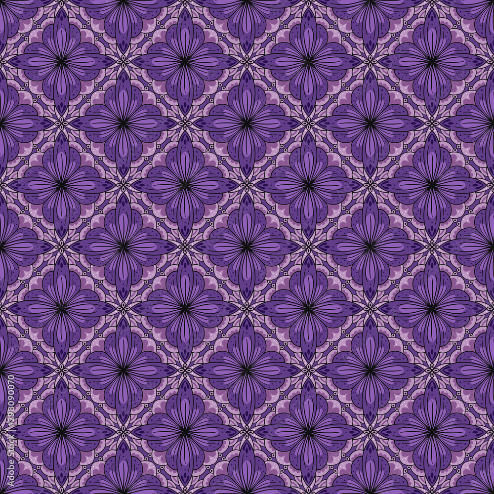 Geometric floral tile seamless vector pattern Geometric floral tile seamless vector pattern