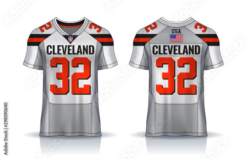 American Football jersey,t-shirt sport design template.uniform front and back view.