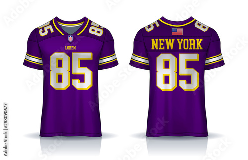 American Football jersey,t-shirt sport design template.uniform front and back view.